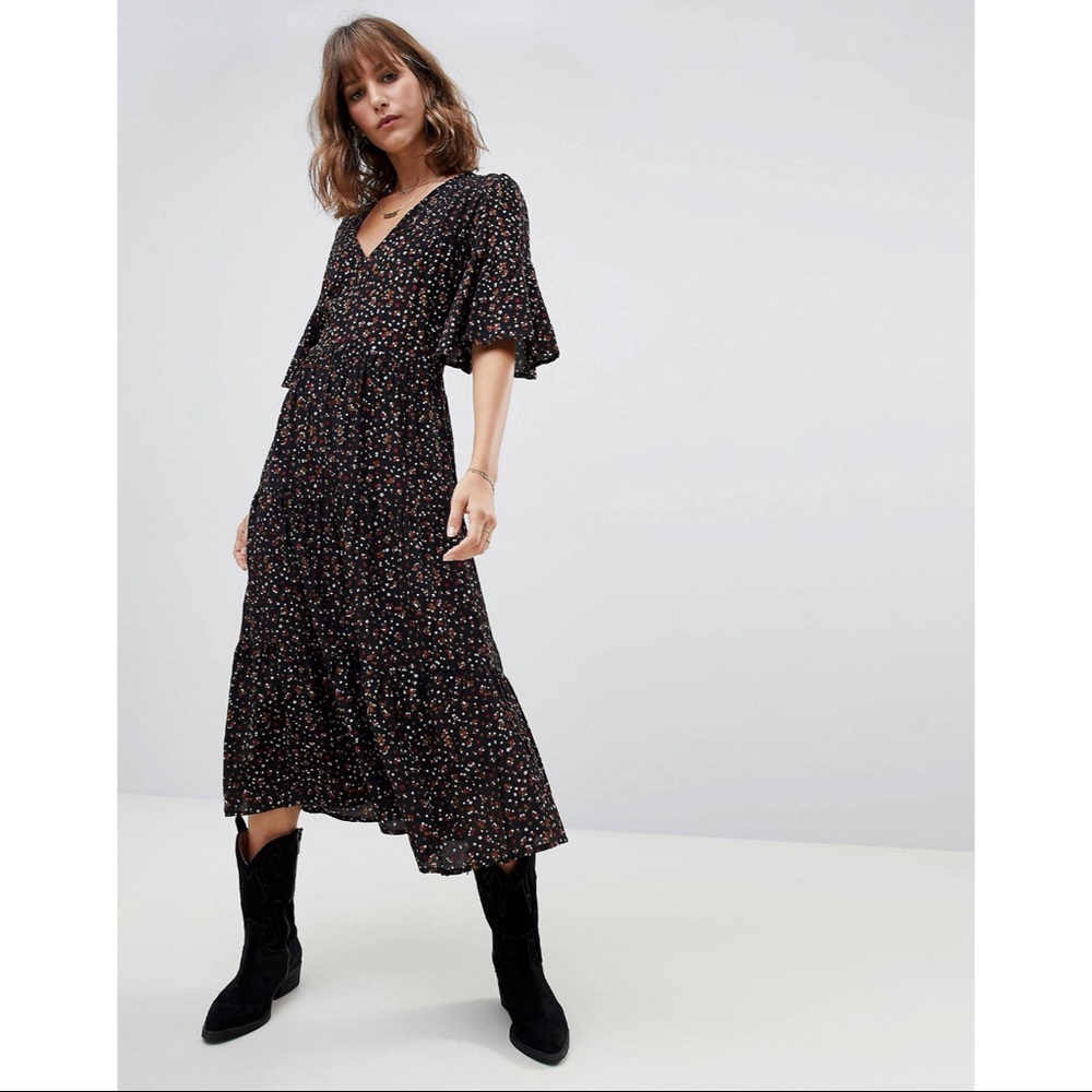 FAITHFULL THE BRAND MELIA FLORAL MIDI DRESS IN SZ 8 / L